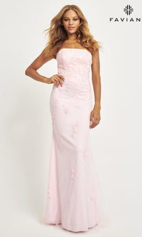 Faviana Strapless Long Beaded Prom Dress 11004