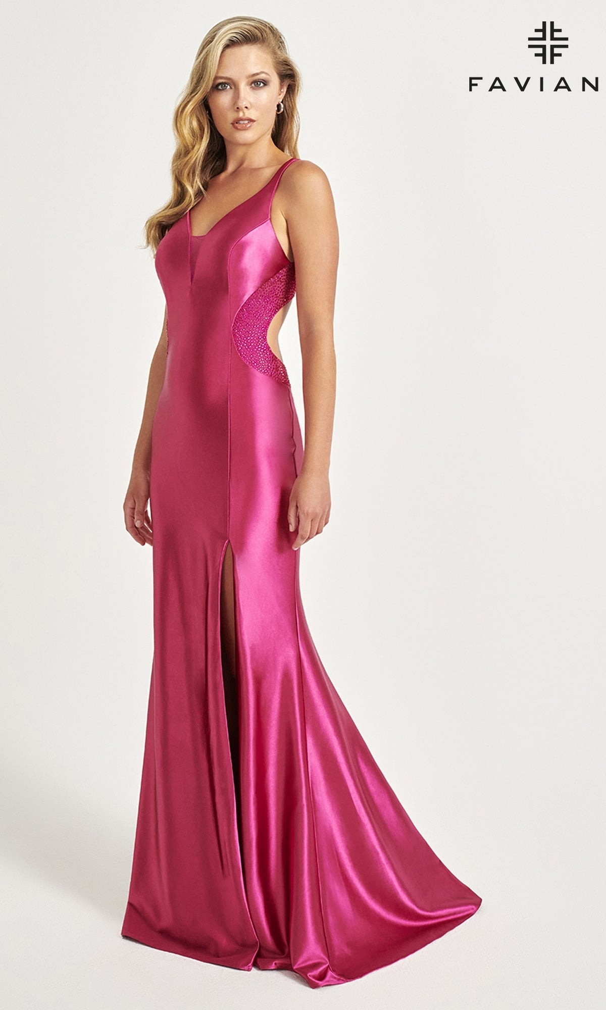 Sheer-Sides Faviana Slinky Long Prom Dress 11008