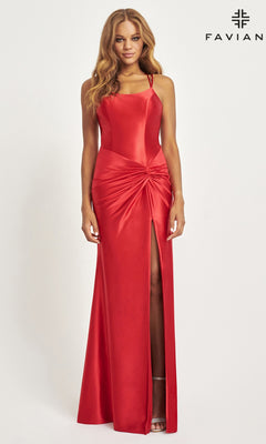 Twist-Front Long Faviana Formal Dress - PromGirl Red / 14