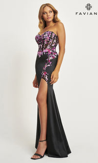 Faviana Strapless Embroidered Long Prom Dress 11029