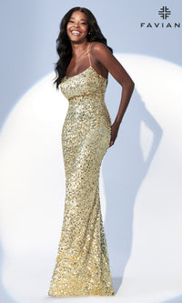 Faviana Empire-Waist Long Sequin Prom Dress 11033