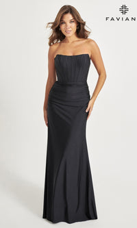 Faviana Sheer-Back Strapless Long Prom Dress 11041