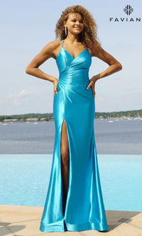 Faviana Lace-Up Long Satin Prom Dress 11051