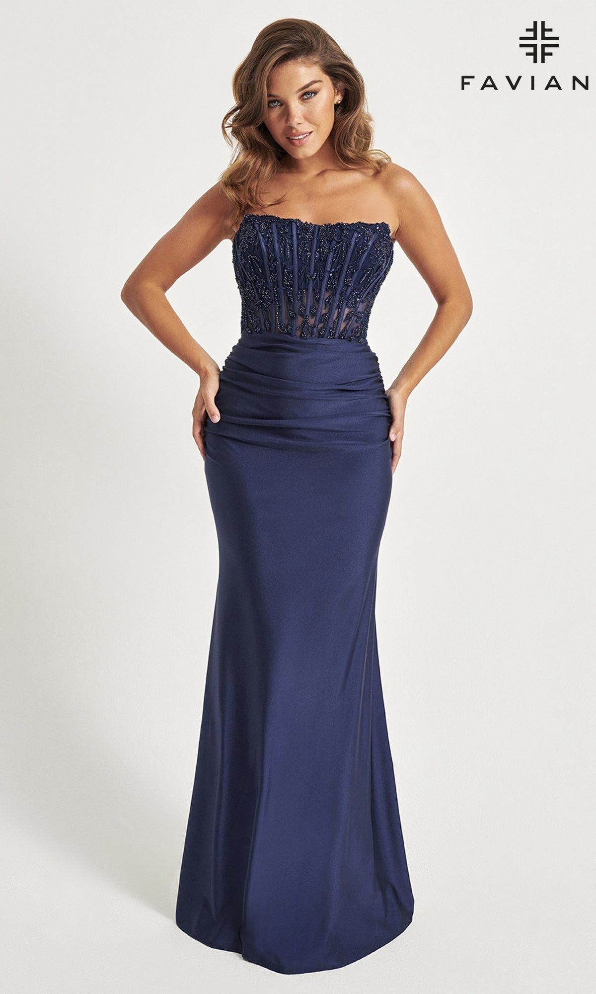 Faviana Strapless Long Corset Formal Dress