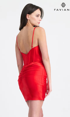 red satin homecoming dress Short Stretch Satin Homecoming Dress with Corset Electric Blue / 0