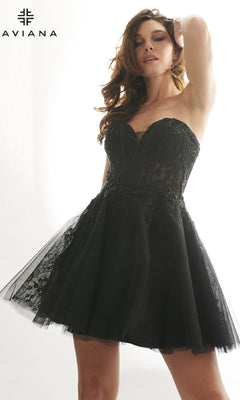 slim fit dress slacks Strapless Short Black Homecoming Dress with Lace Black / 00