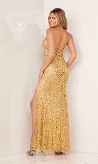 Embellished Long Halter Prom Dress 1116