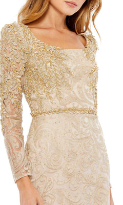Mac Duggal Embroidered Applique Shoulder Detail Trumpet Gown - Midnight