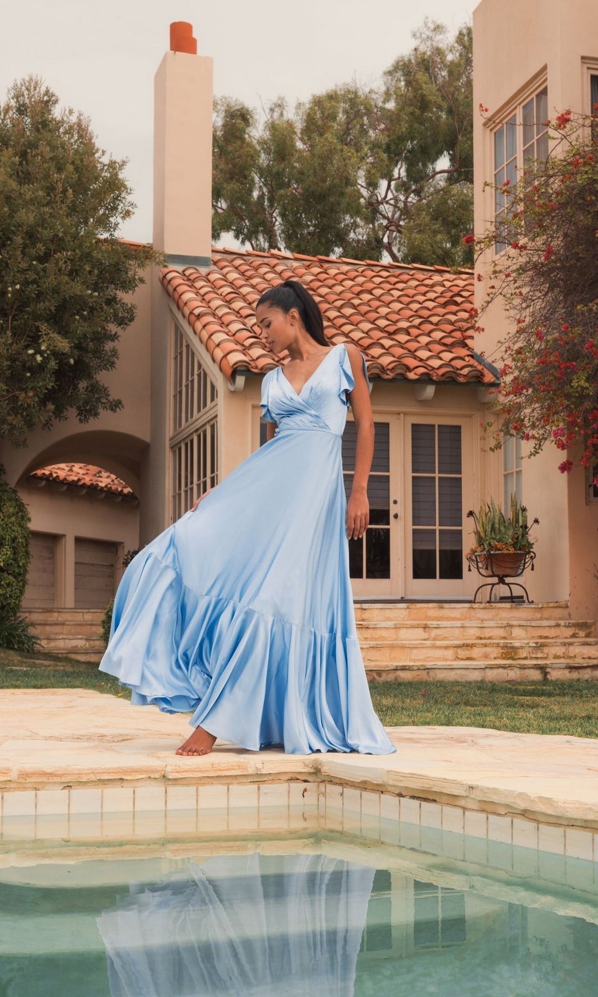 Mac Duggal Women's Satin A-Line Gown - Periwinkle - Size 18 Mac Duggal Women's Satin A-Line Gown - Periwinkle - Size 18