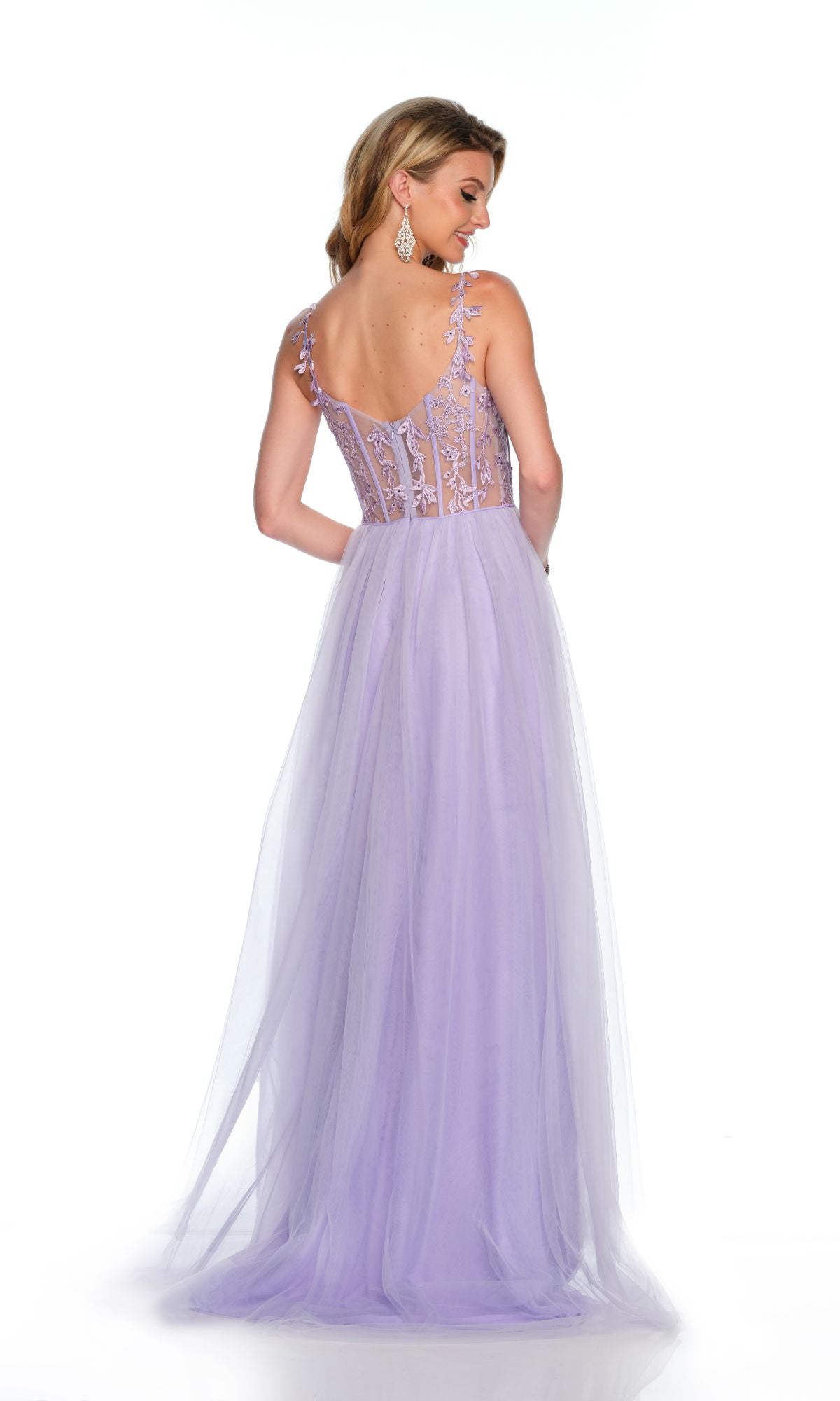 Dave and Johnny Sheer-Corset Long Prom Dress 11580