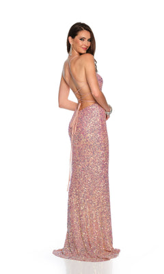 Long Sequin Prom Dress with Strappy Open Back Mint / 8