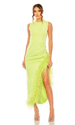 Feather Midi Wedding-Guest Dress: Mac Duggal 11626 Black / 0