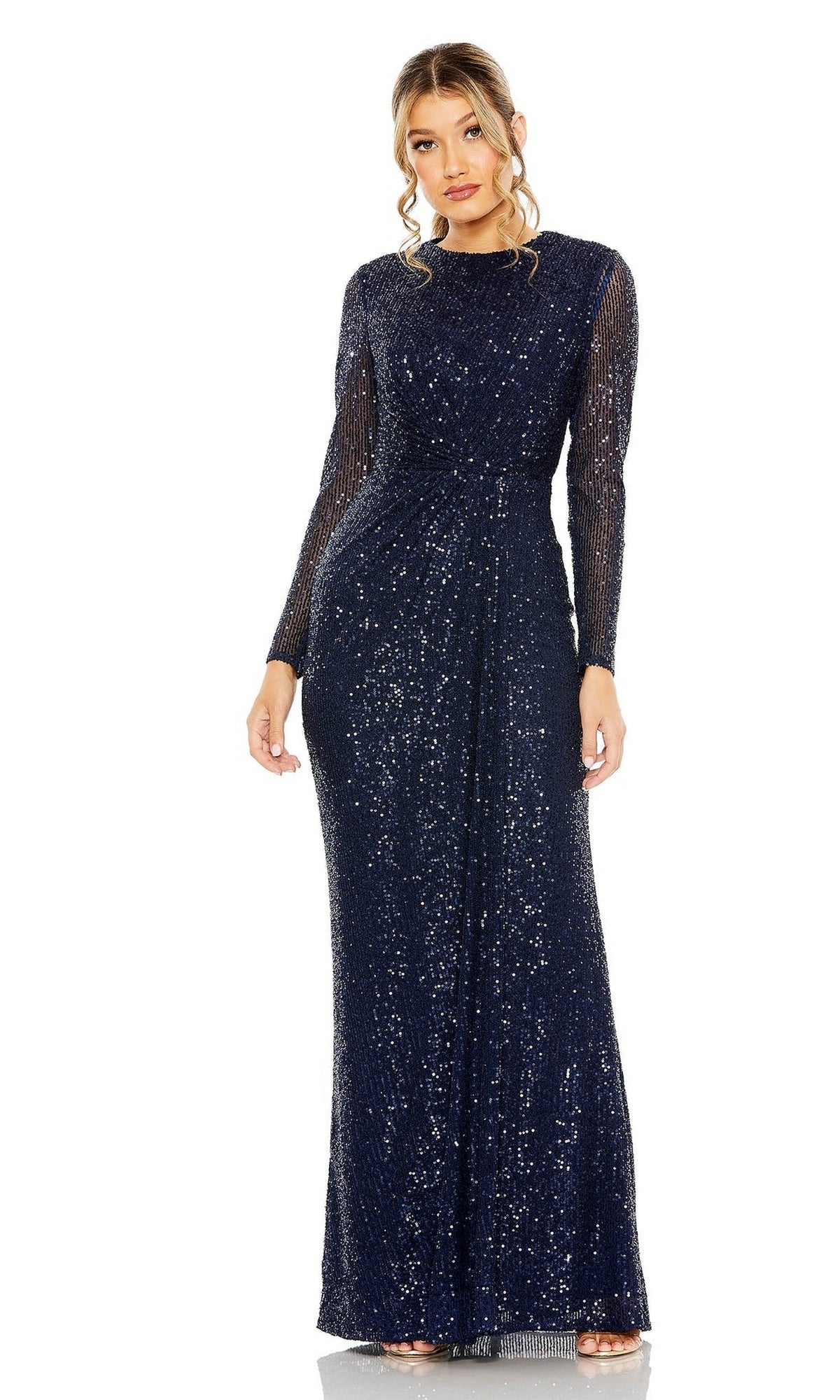 Mac Duggal - Sequined Long Sleeve Gown