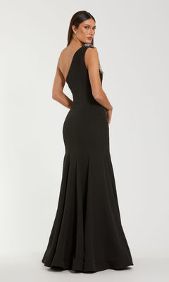 Black evening gown on a white background