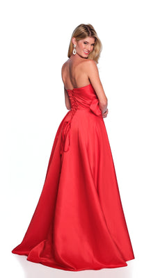 strapless open back dress Rent Nobody's Child Red Satin Bow Front Milda Dress main image 0