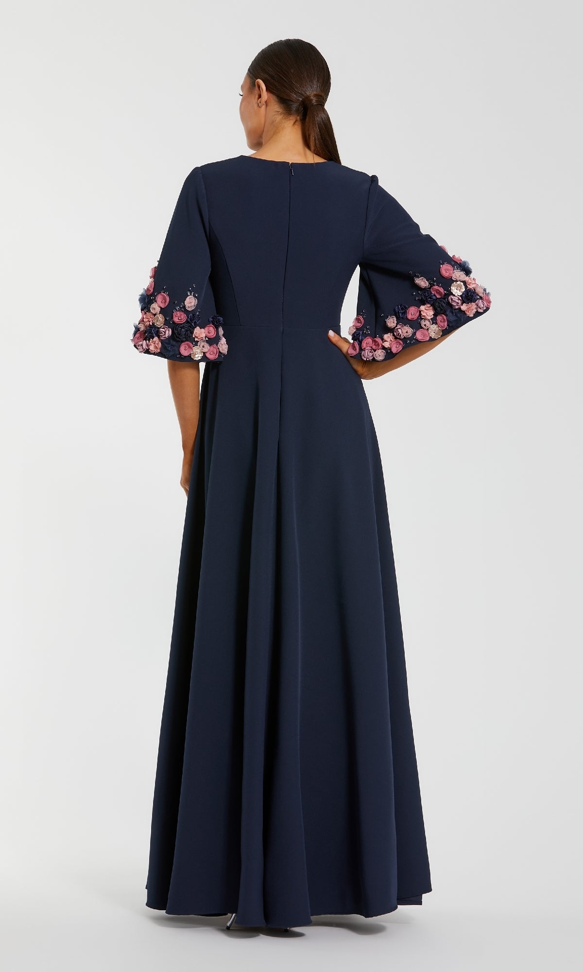 Modest Long A-Line Formal Dress with Short Bell Sleeves– PromGirl