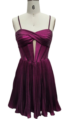 Short Fuchsia Pink Homecoming Dress with Cut Out Fuchsia Pink / 4 Short Fuchsia Pink Homecoming Dress with Cut Out Fuchsia Pink / 4