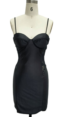 Little Black Homecoming Dress with Lace Sides Black / 00 Little Black Homecoming Dress with Lace Sides Black / 00