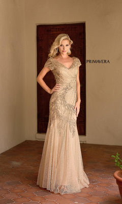 Primavera 13148 Modest Formal Dress Caramel / 16