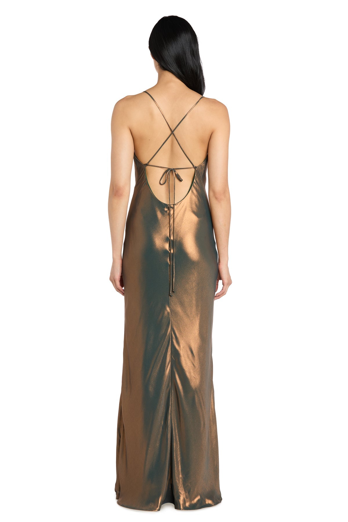 Cowl-Neck Long Satin Formal Dress: Morgan 14010
