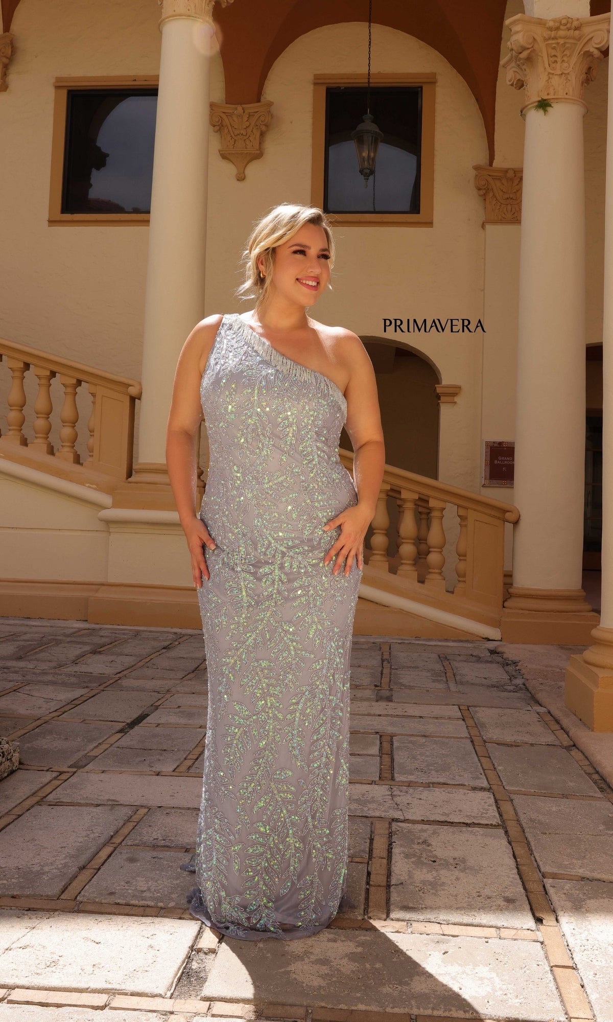 Beaded Plus-Size One-Shoulder Prom Gown Black / 22 Beaded Plus-Size One-Shoulder Prom Gown Black / 22