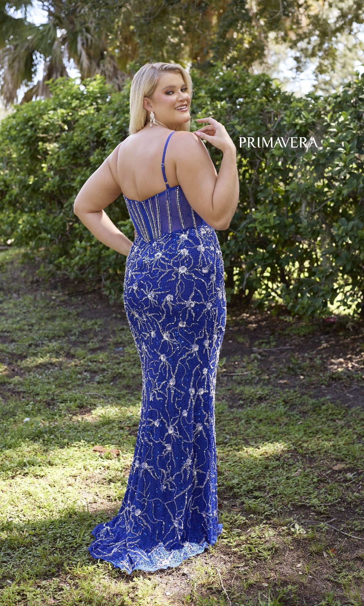 Plus-Size Long Sequin Prom Dress with Sheer Corset Black / 18W
