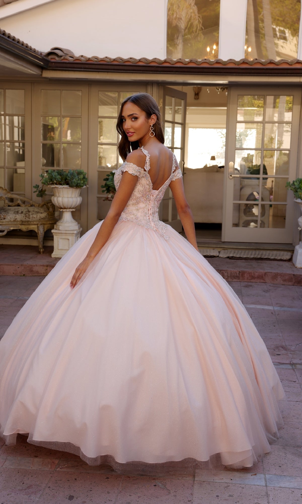 Juliet 1430 Cold-Shoulder Glitter Quinceanera Dress