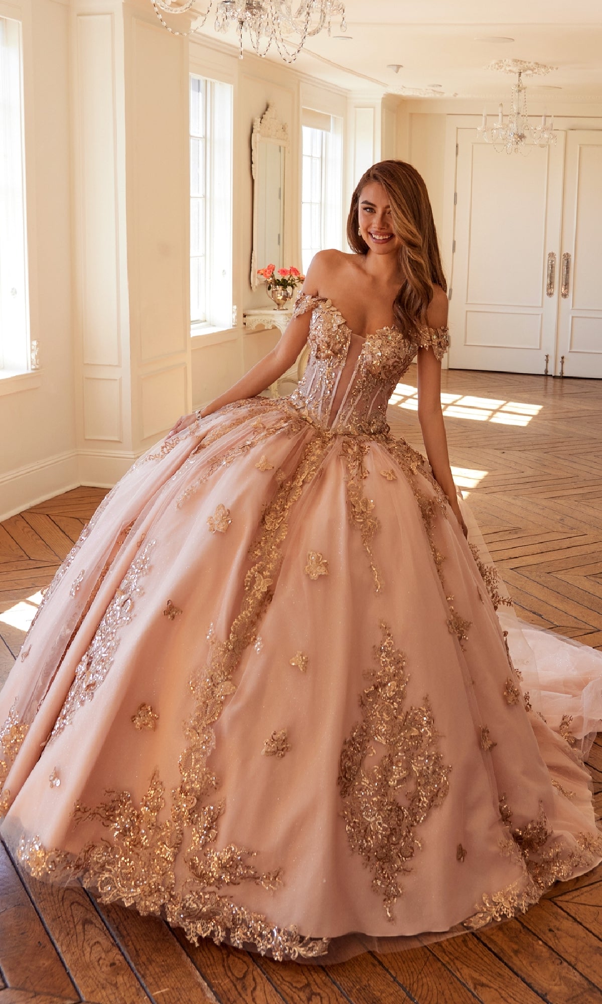 Juliet JT1485J Long Quinceanera Dress Sage Green / 8