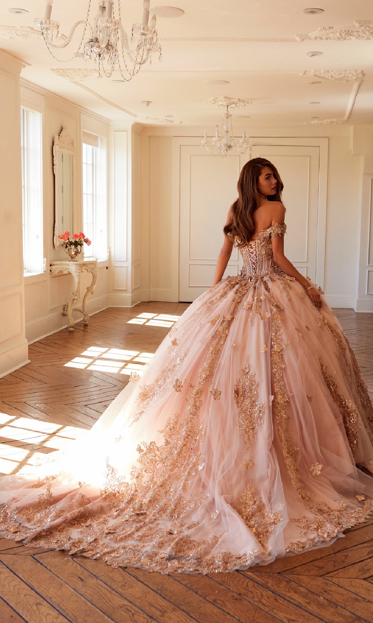 Juliet JT1485J Long Quinceanera Dress Sage Green / 4