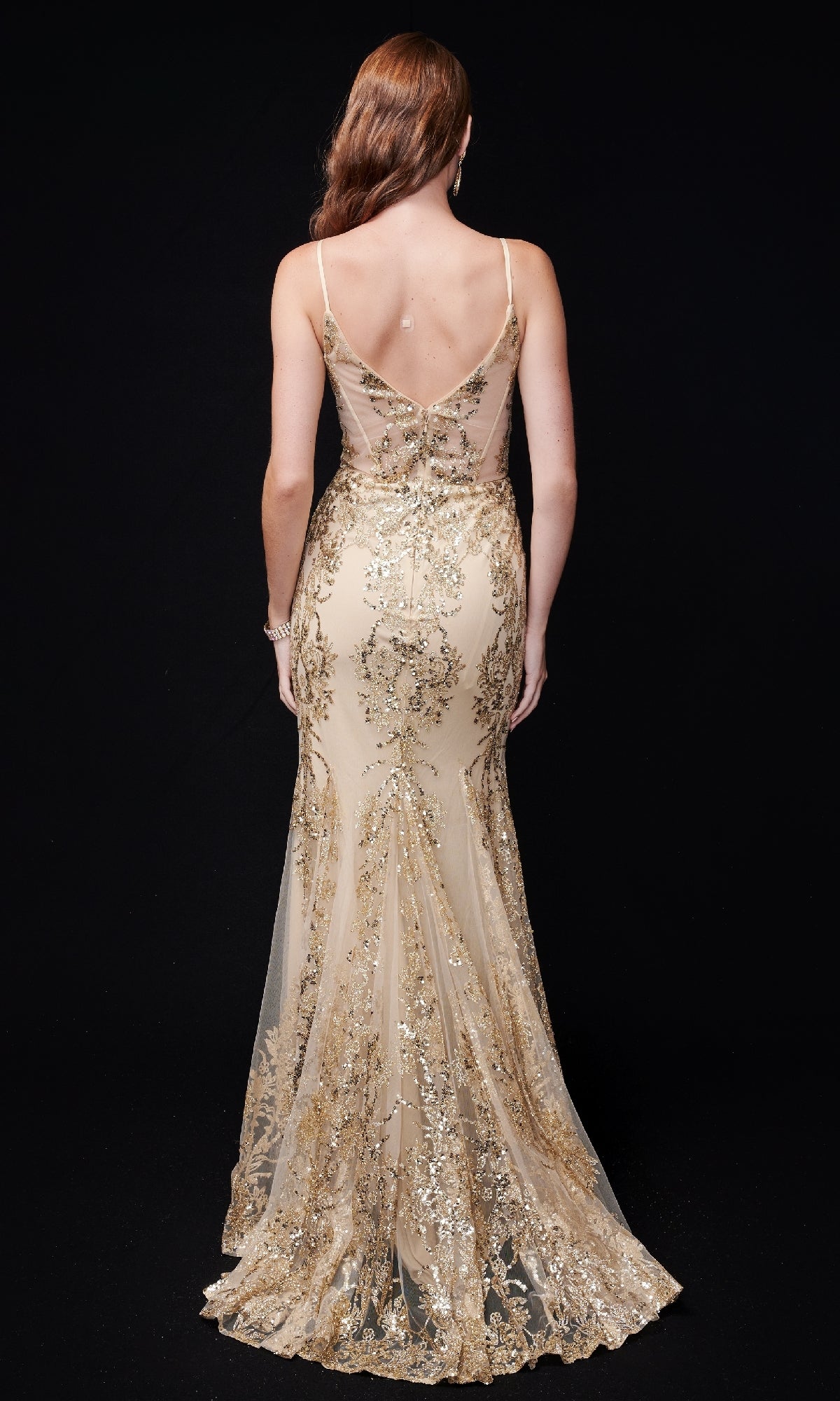 Nina Canacci 1562 Long Formal Dress Champagne / 6