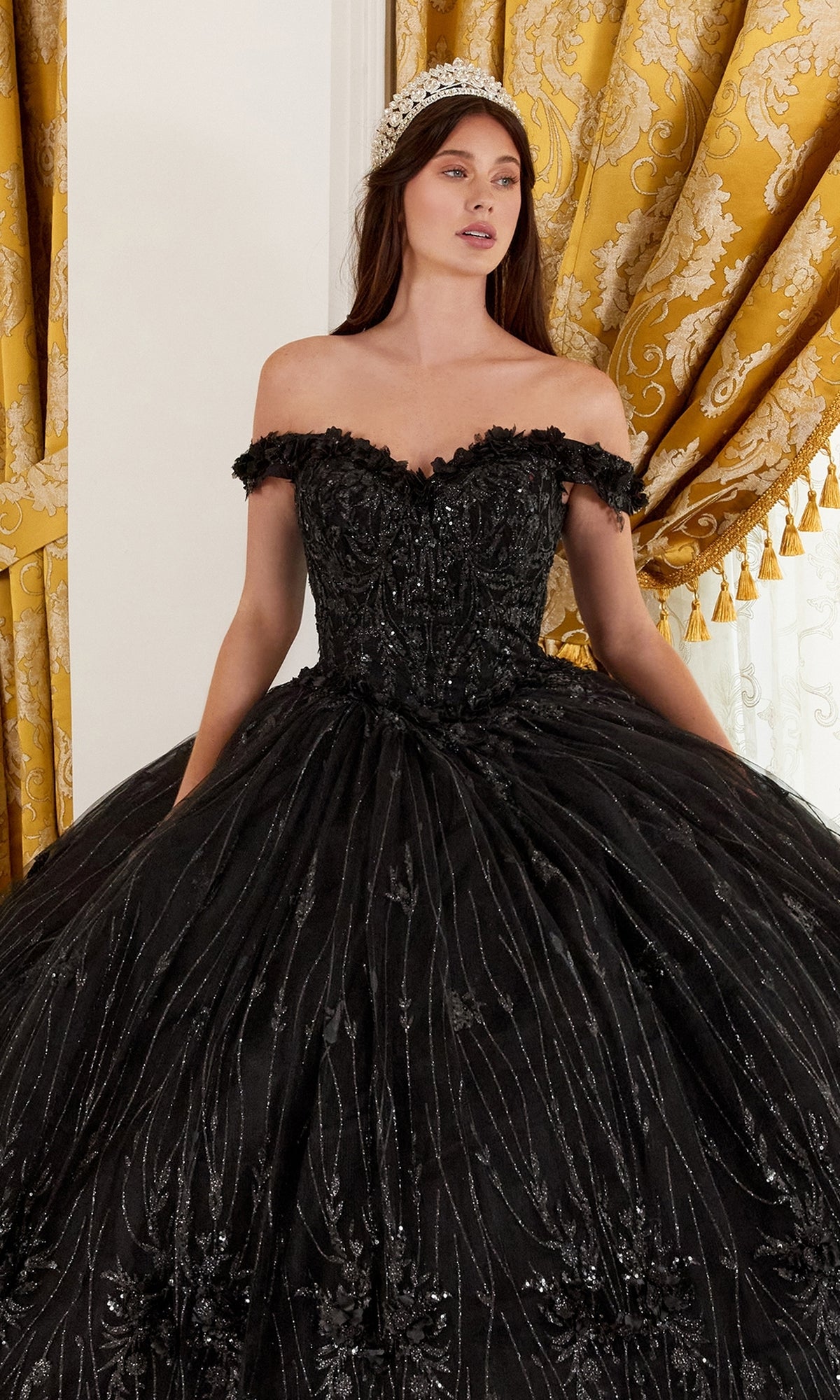 Off-the-Shoulder Quince Ball Gown: Ladivine 15704