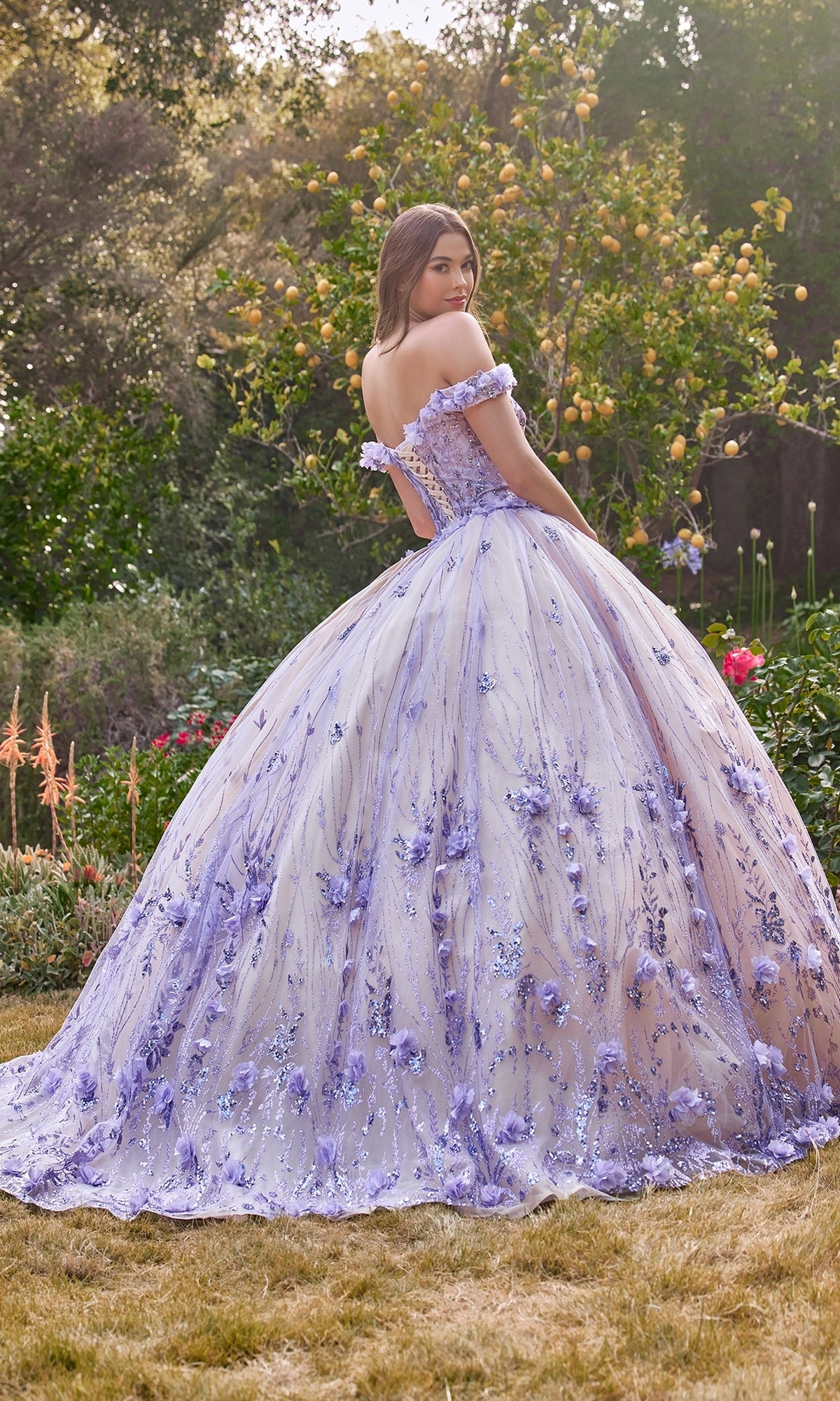 Off-the-Shoulder Quince Ball Gown: Ladivine 15704