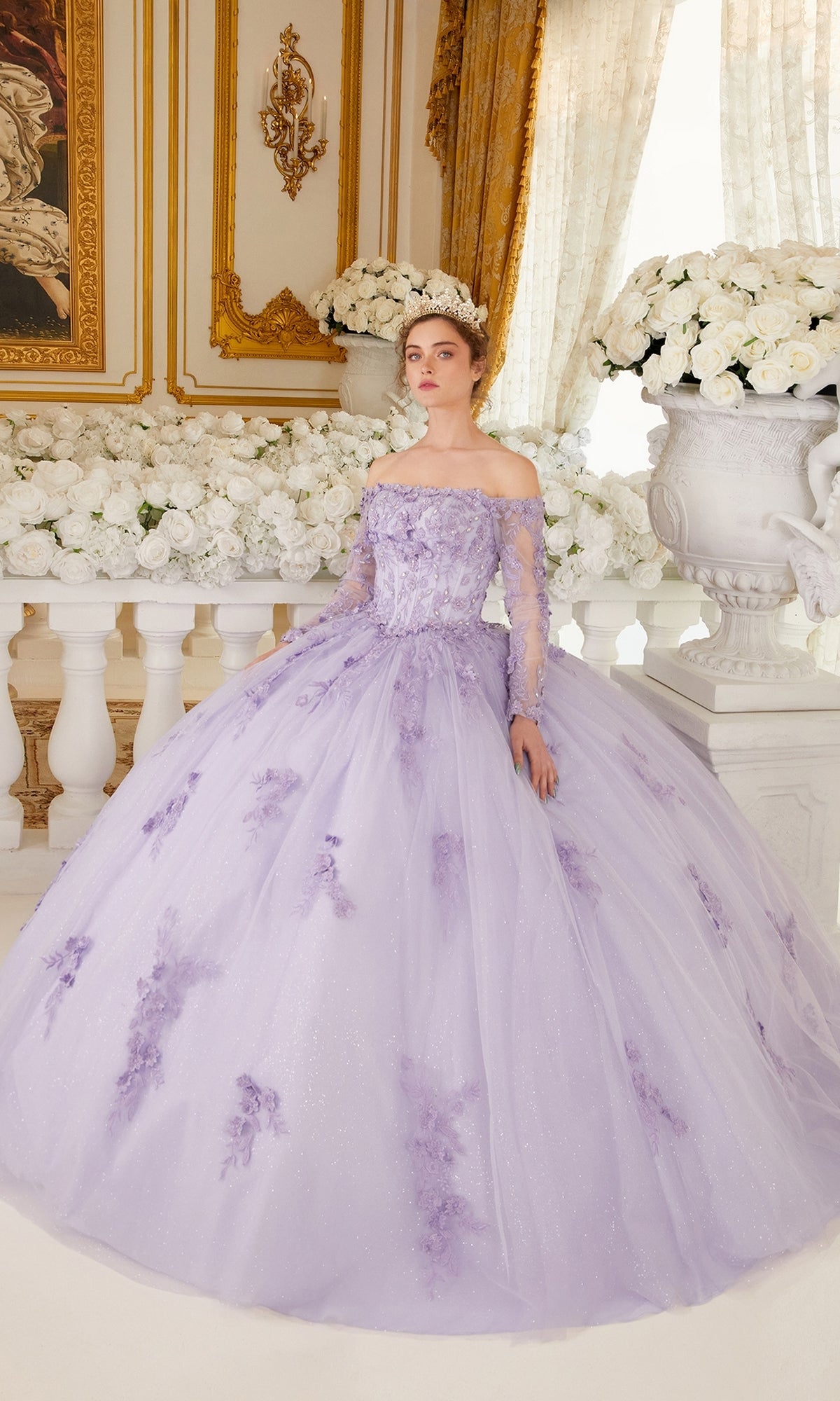 Purple Quinceanera Dress with Long Sleeves - PromGirl Lilac / Small Purple Quinceanera Dress with Long Sleeves - PromGirl Lilac / Small