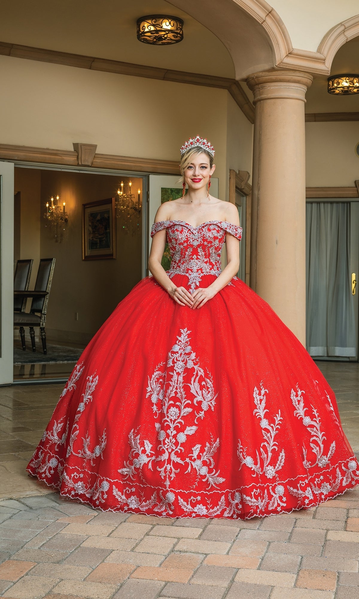 Quinceanera Dress 1596 by Dancing Queen Red / XSmall
