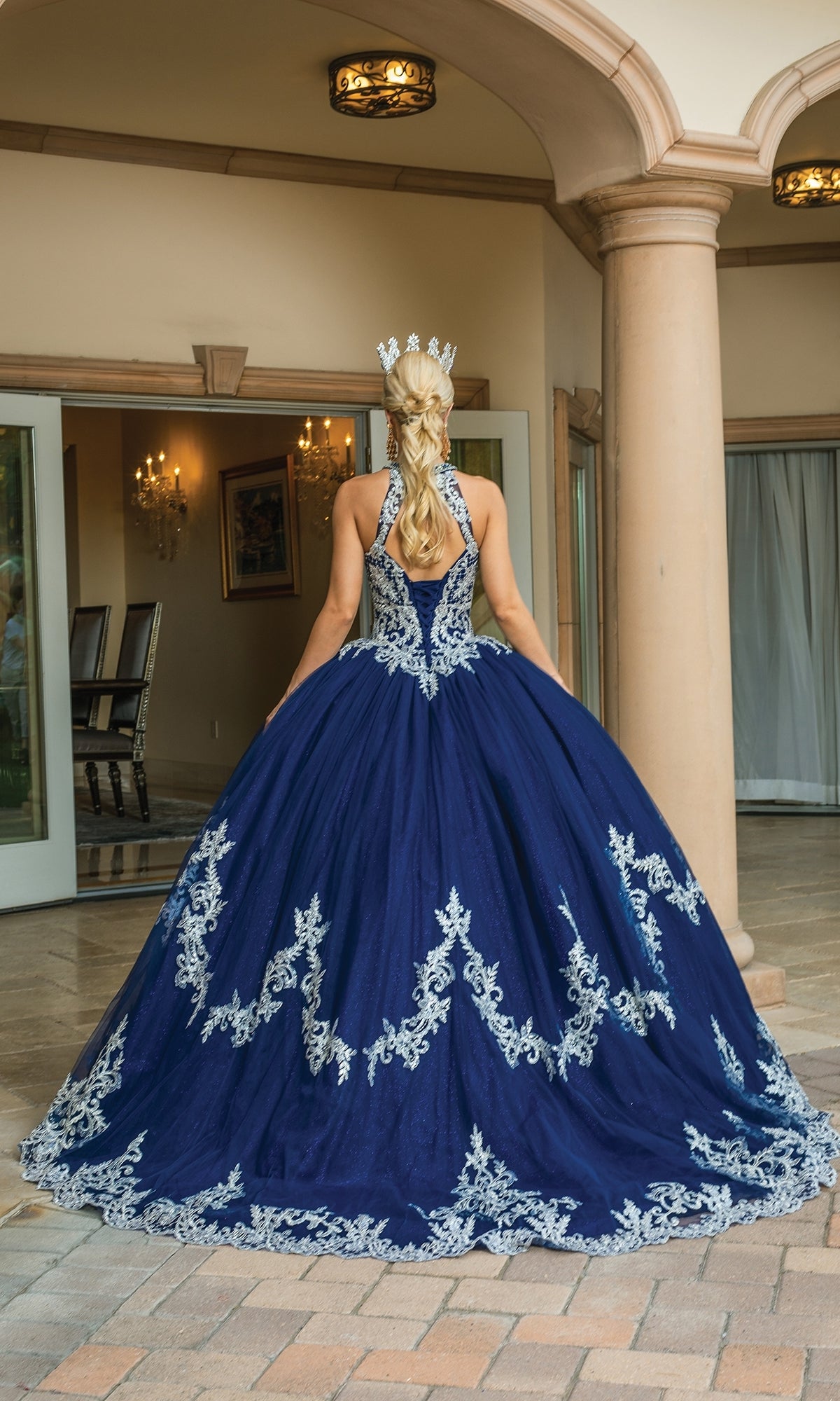 Dancing Queen 1607 Navy Blue Quince Dress– PromGirl