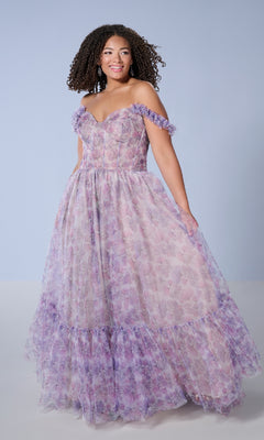 Long Plus-Size Prom Dress: Tiffany 16162 Lavender Fantasy / 14W Long Plus-Size Prom Dress: Tiffany 16162 Lavender Fantasy / 14W