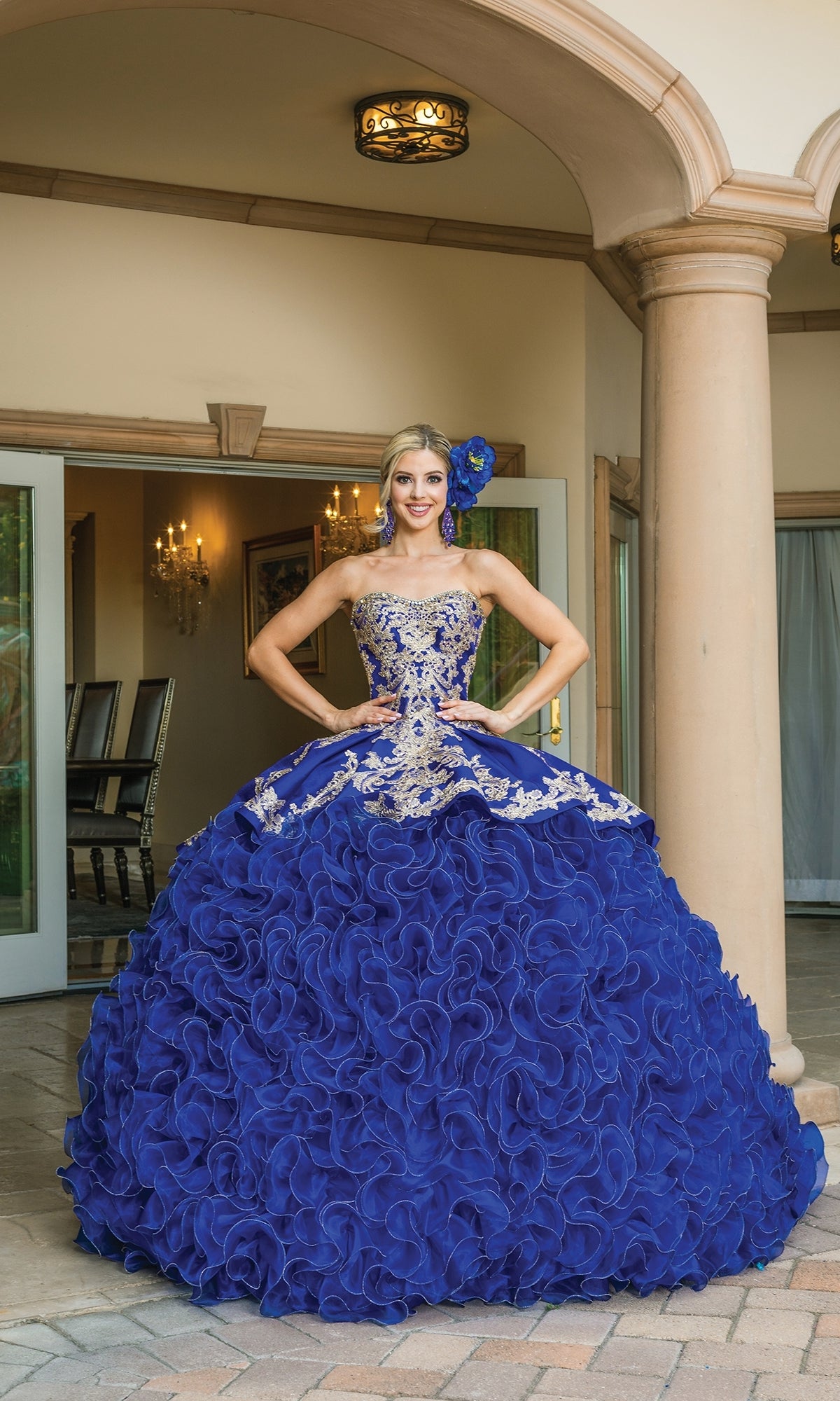 Dancing Queen 1634 Blue Strapless Quince Dress Royal Blue / 3XLarge