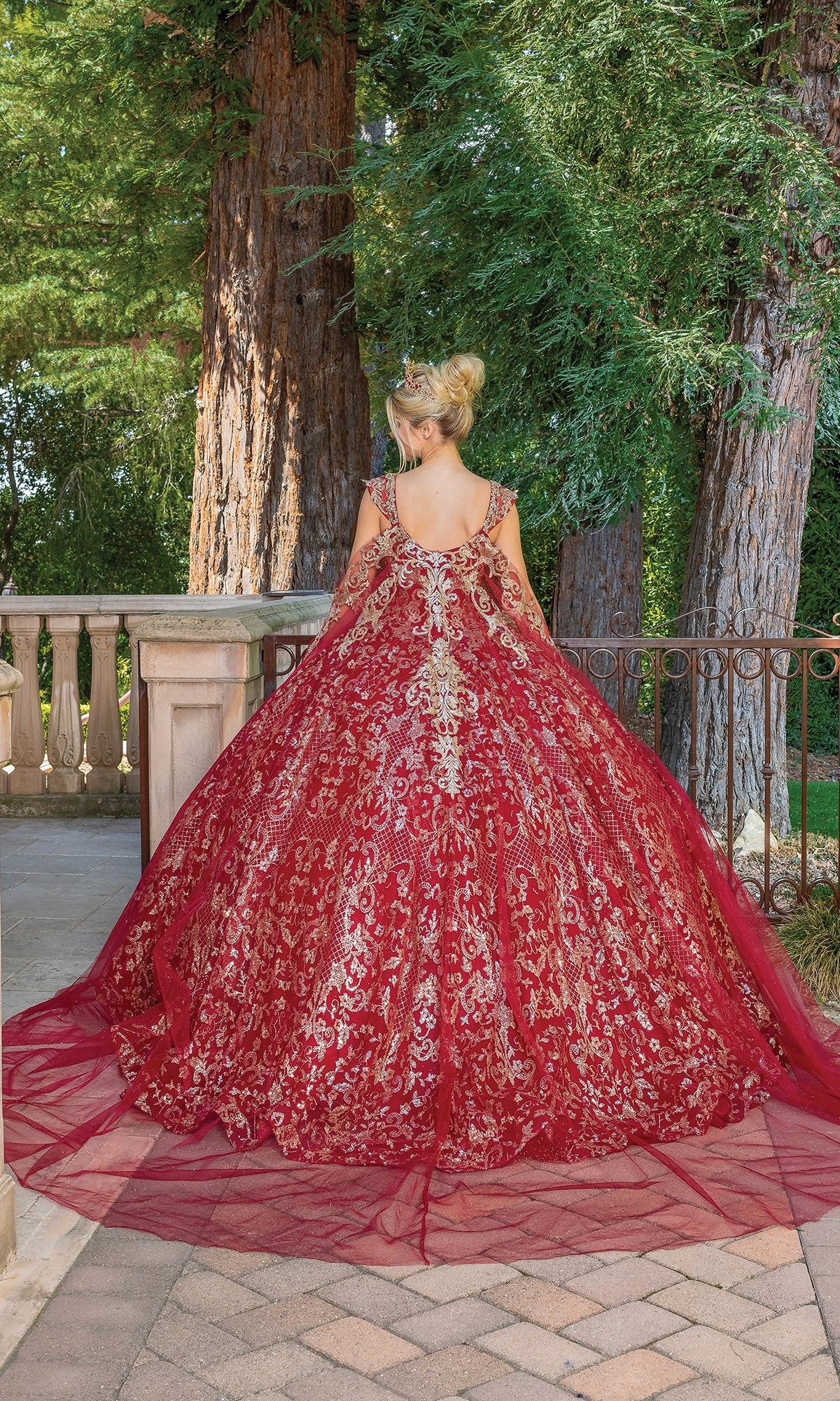 fitted lace wedding dress Dancing Queen 1670 Long Quinceanera Dress Burgundy / Large