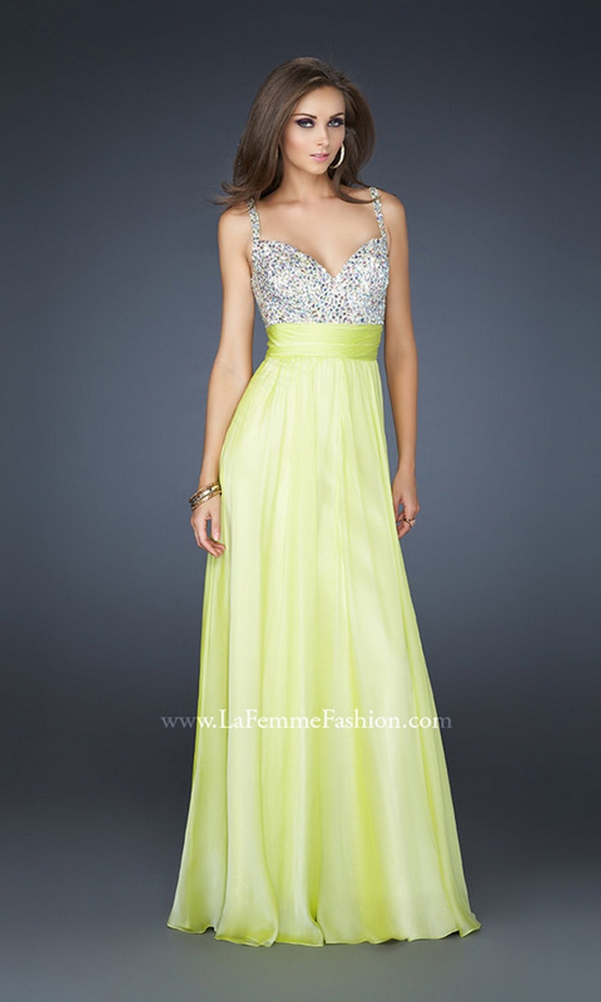 Beaded-Bodice La Femme A-Line Prom Dress 16802