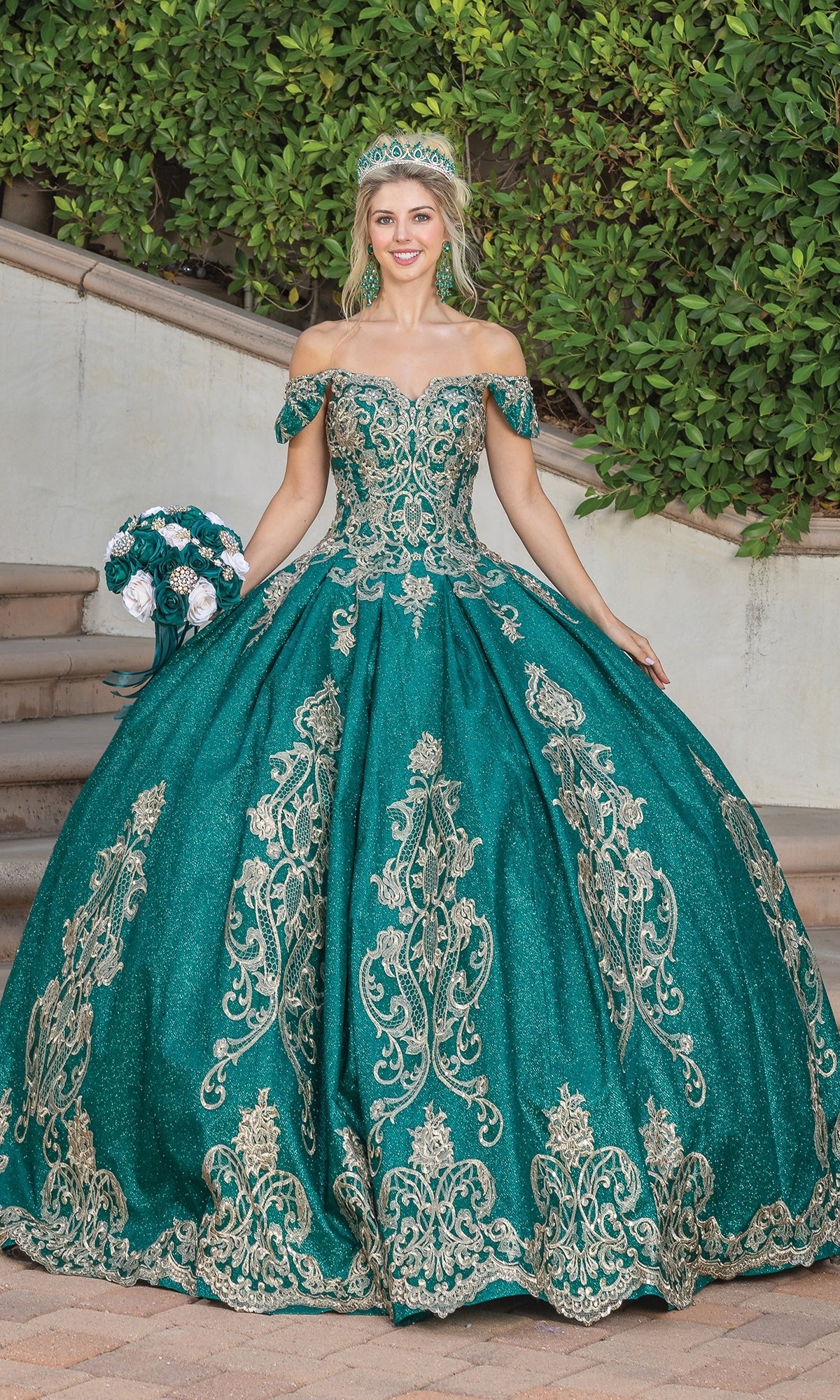 Dancing Queen 1769 Long Quinceanera Dress Hunter Green / 2XLarge Dancing Queen 1769 Long Quinceanera Dress Hunter Green / 2XLarge