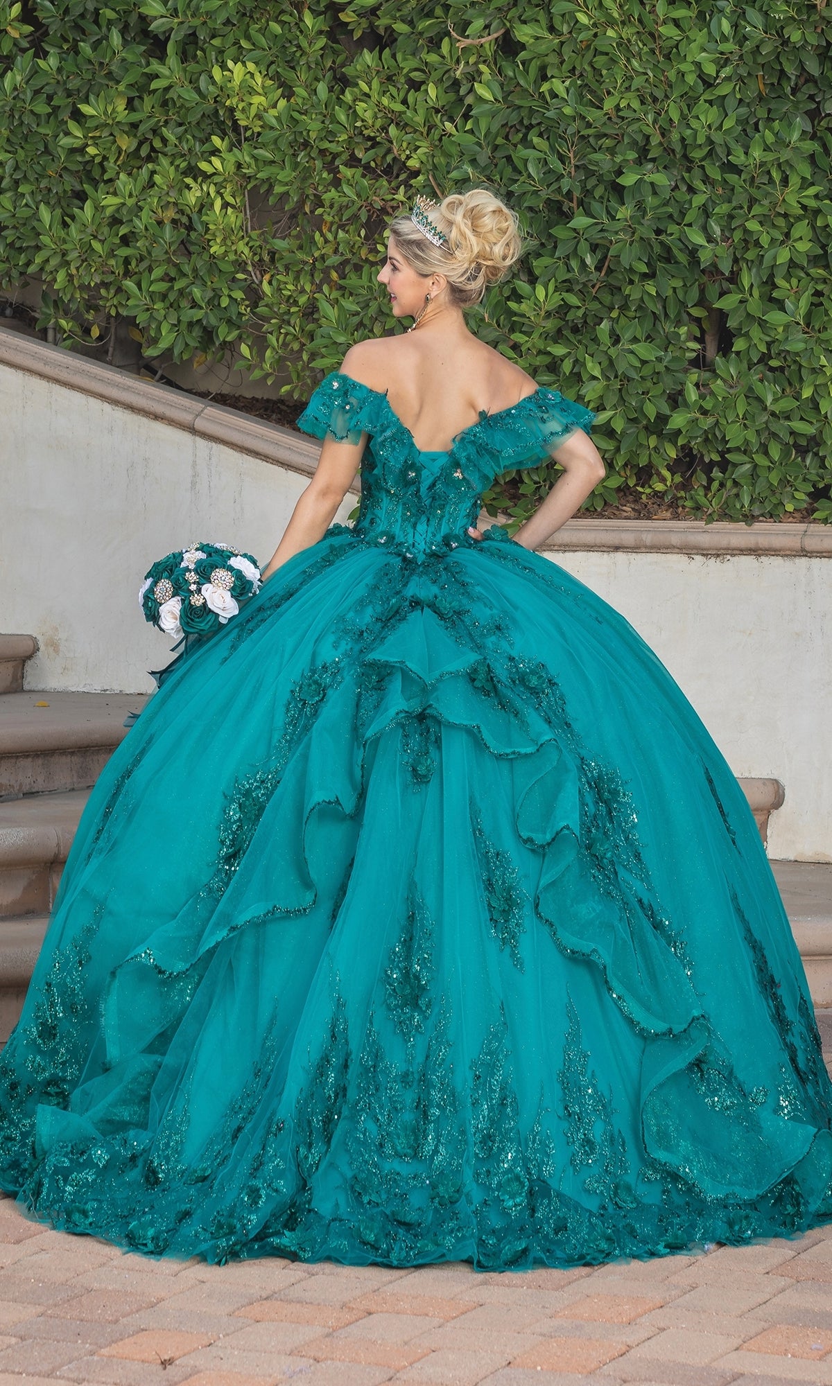 Dancing Queen 1794 Long Quinceanera Dress Teal / XSmall Dancing Queen 1794 Long Quinceanera Dress Teal / XSmall