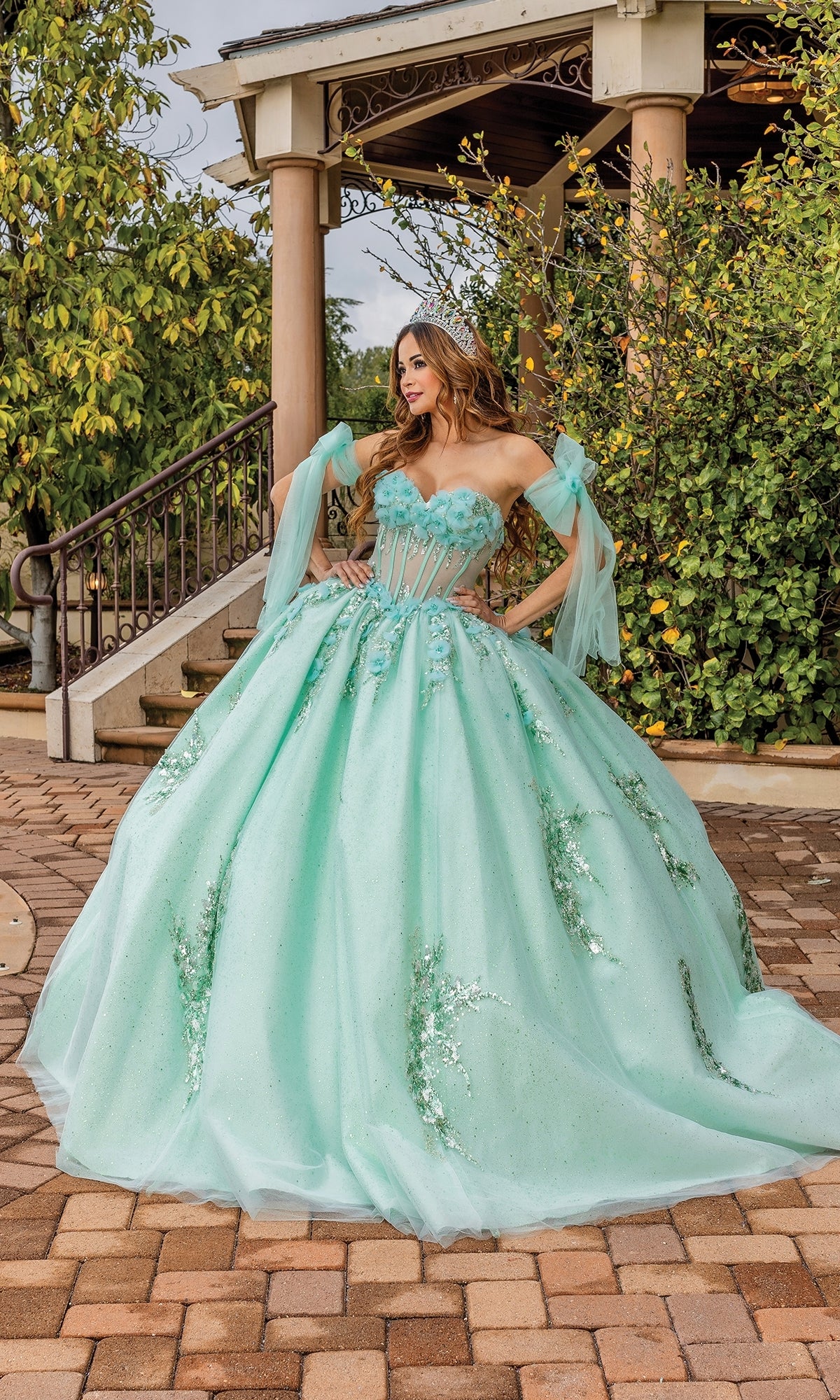 Dancing Queen 1813 Long Quinceanera Dress - Main Image