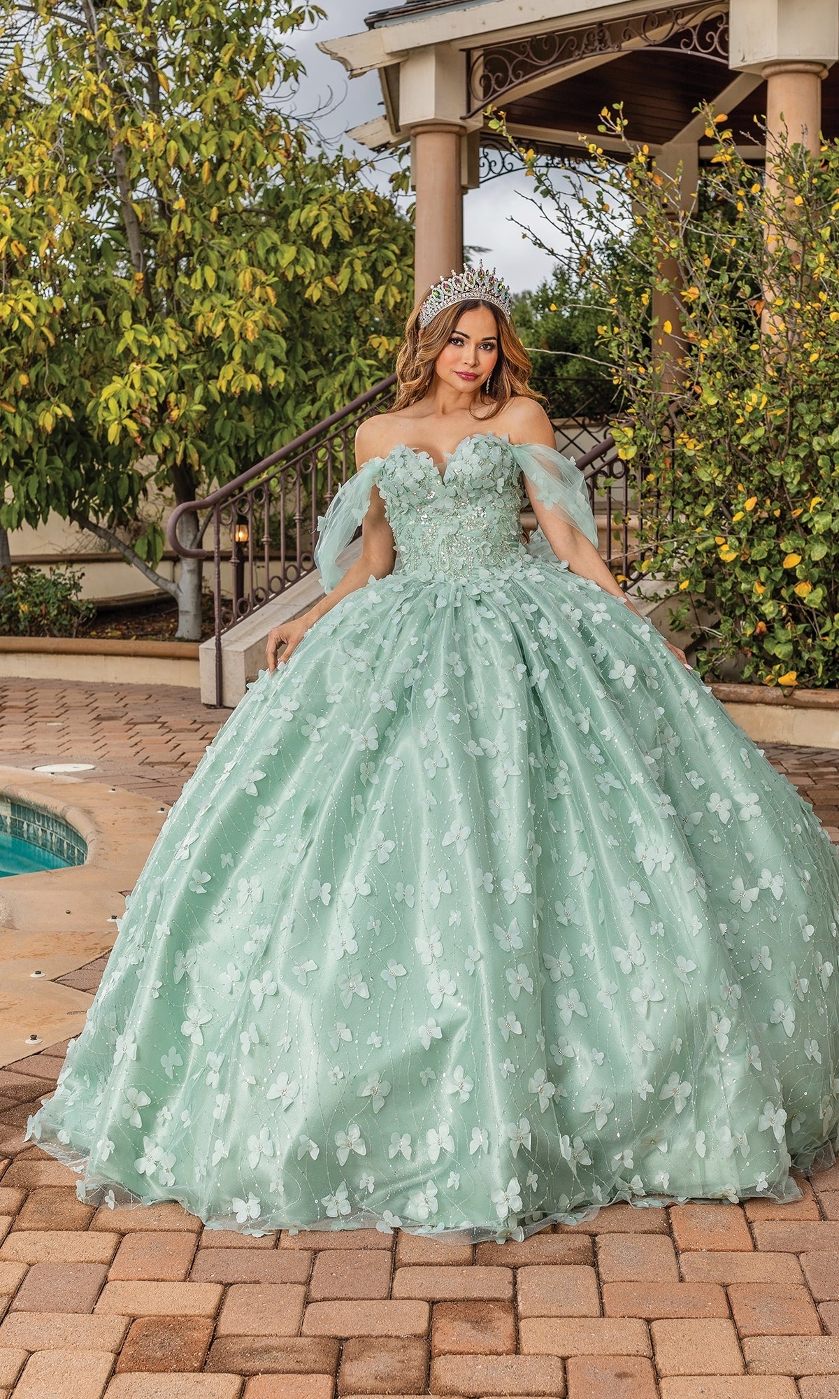 Dancing Queen 1820 Long Quinceanera Dress Sage / 3XLarge Dancing Queen 1820 Long Quinceanera Dress Sage / 3XLarge