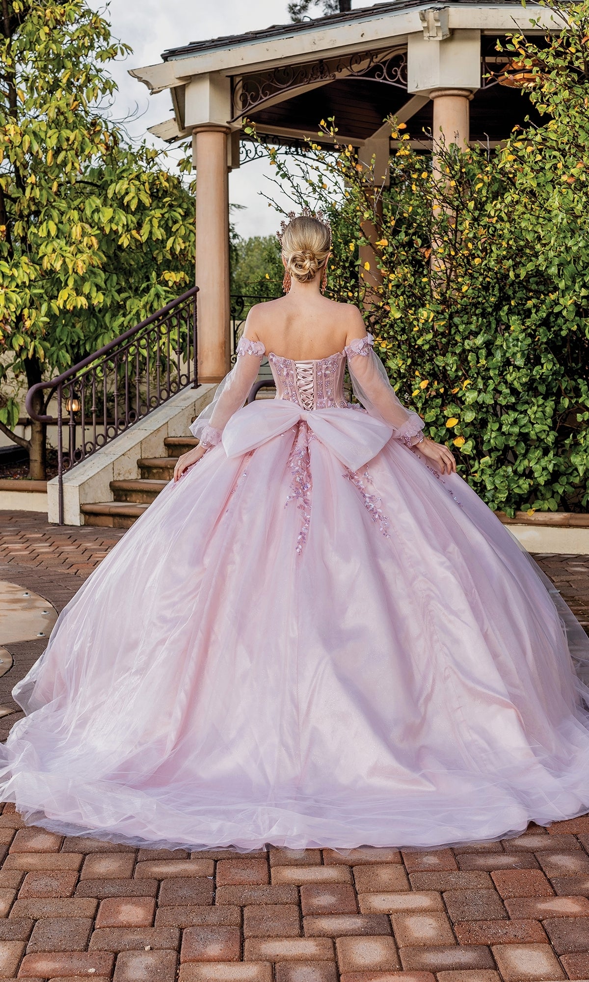 Dancing Queen 1824 Long Quinceanera Dress Blush / Large
