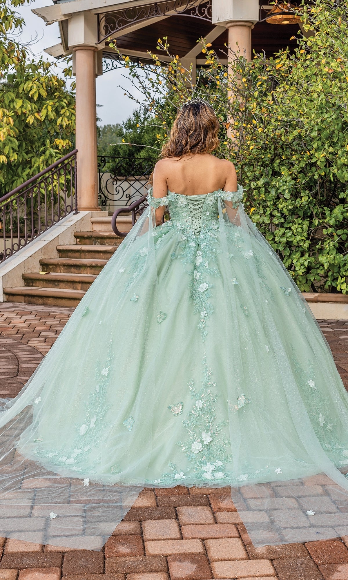Dancing Queen 1838 Long Quinceanera Dress Sage / Small Dancing Queen 1838 Long Quinceanera Dress Sage / Small