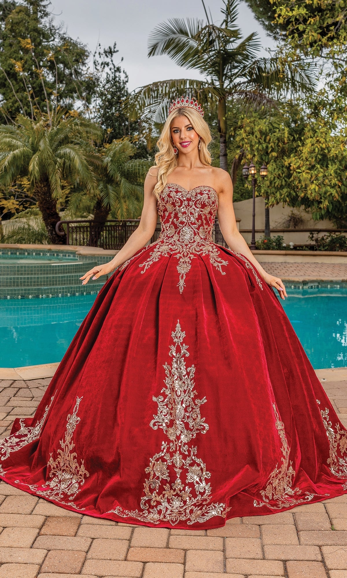 Strapless Burgundy And Silver Quinceanera Dresses Princesa Red And Gold Quinceaera Dress PR11945 Wine/Gold 00 Strapless Burgundy And Silver Quinceanera Dresses Princesa Red And Gold Quinceaera Dress PR11945 Wine/Gold 00