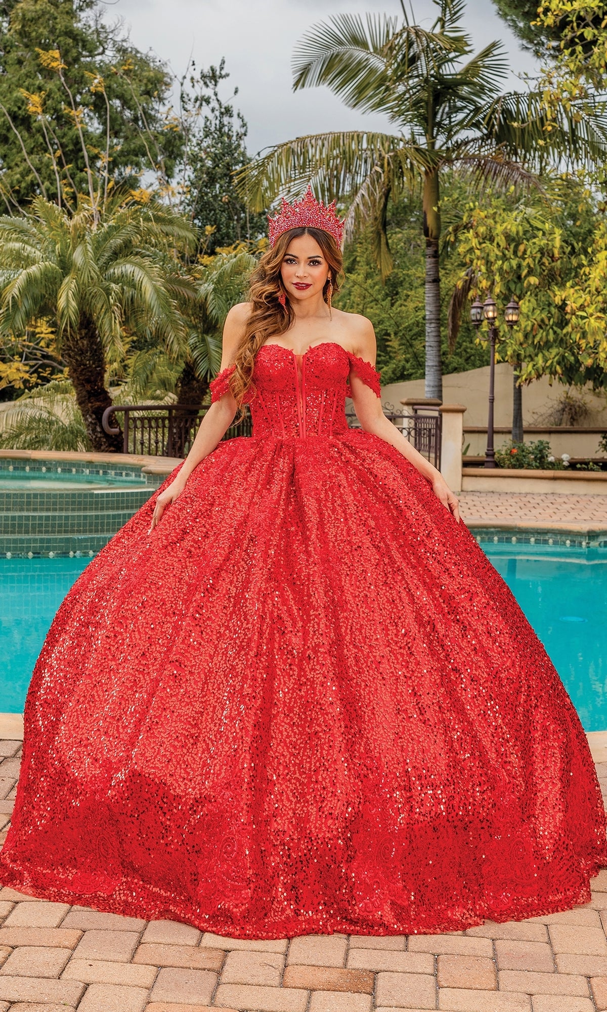 Quinceanera Dress 1854 By Dancing Queen Red / XSmall