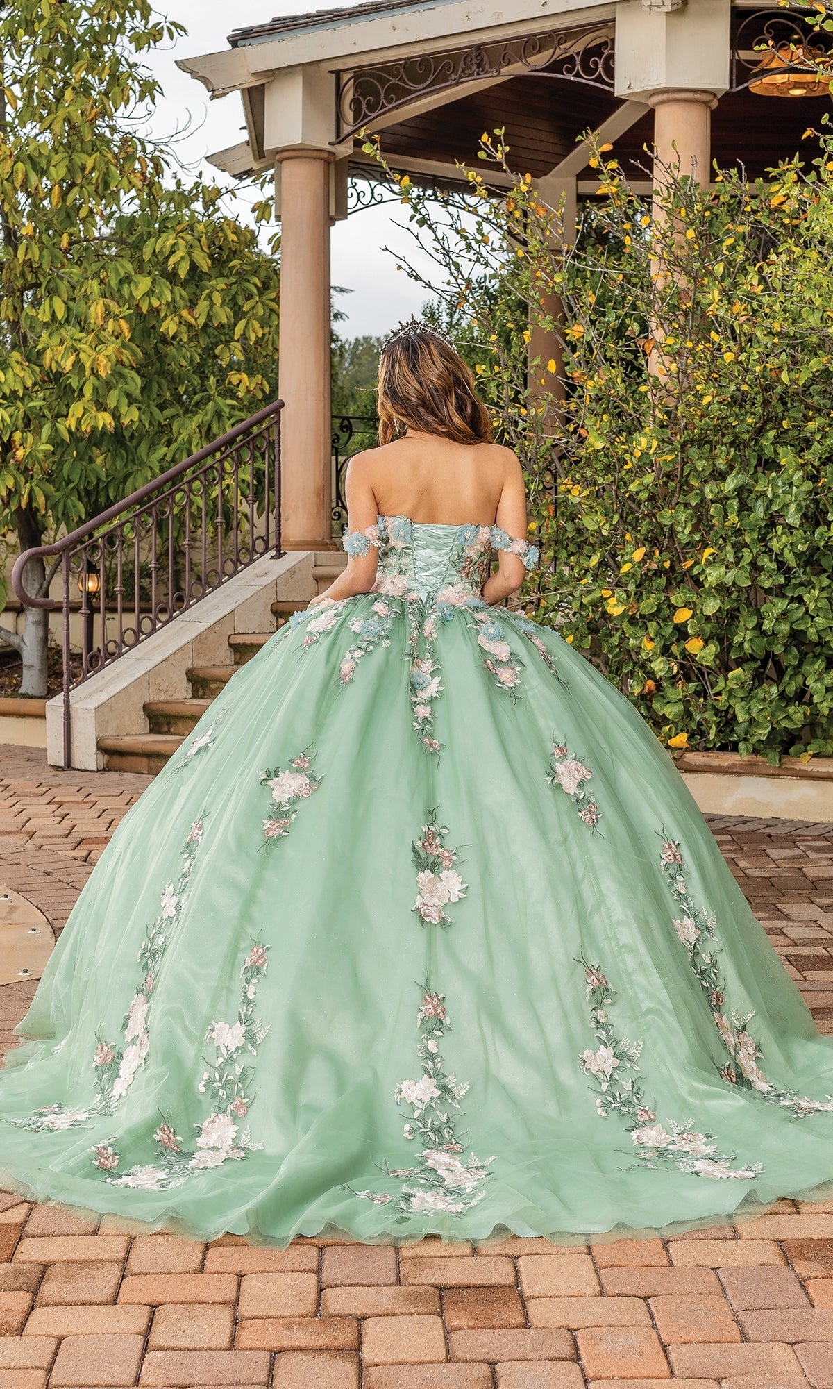 Dancing Queen 1856 Long Quinceanera Dress Sage / 3XLarge