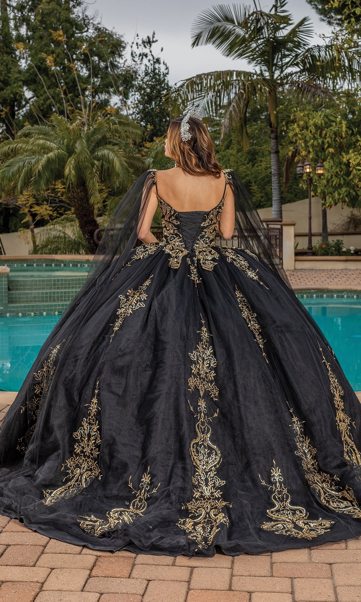 Dancing Queen 1866 Long Quinceanera Dress Black / XSmall