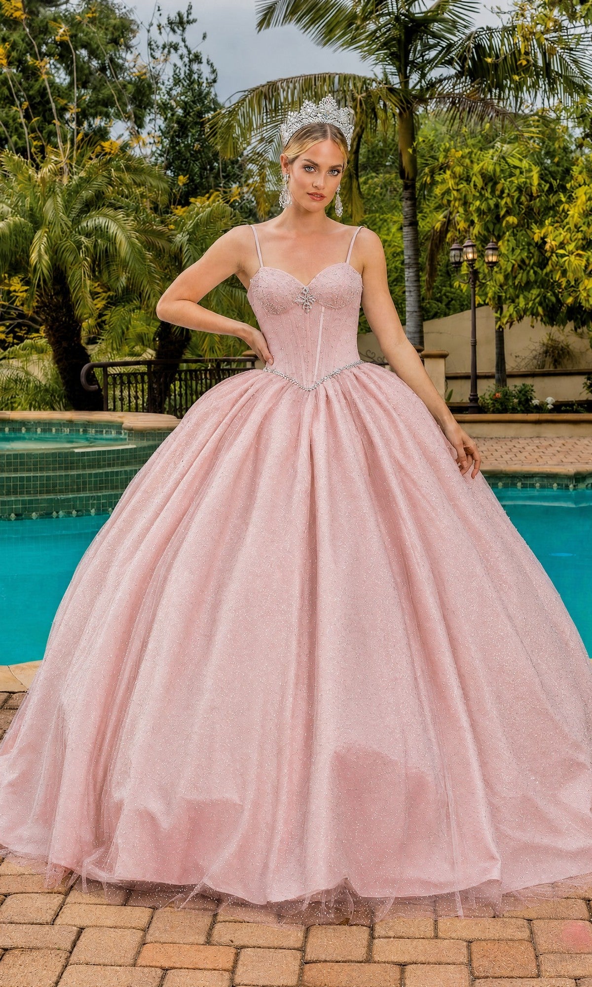 Dancing Queen 1891 Long Quinceanera Dress Blush / 2XLarge
